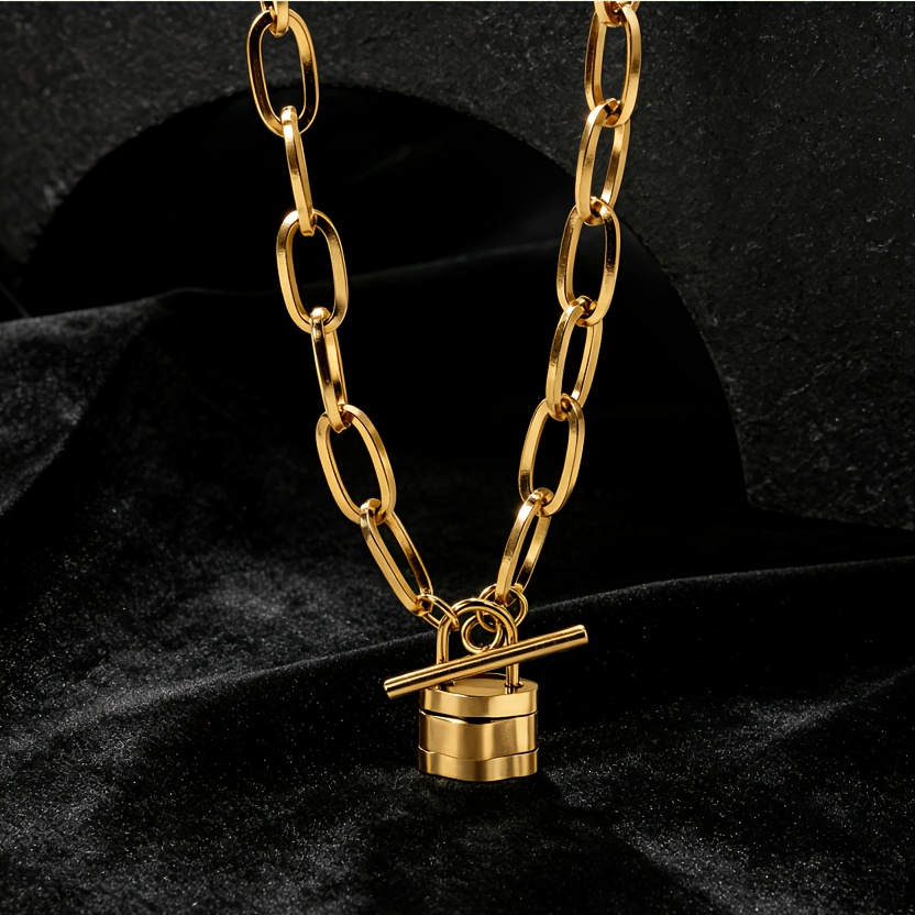 Men's Layered OT Pendant Necklace — Heavy-Duty Stainless Steel Chains